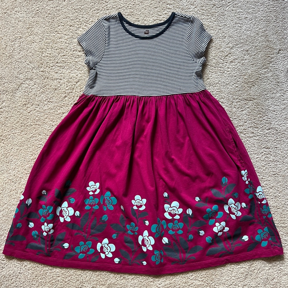 Tea Collection Navy and Magenta Floral Dress